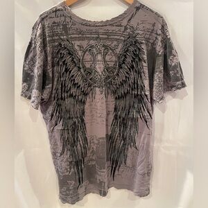 Affliction Men’s  Gray Tee with Black Logo L